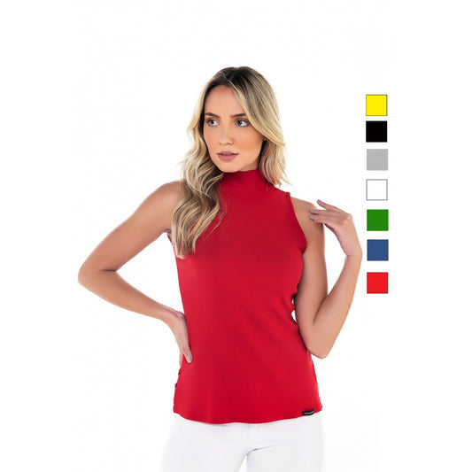 Blusa Feminina Gola Alta Canelada - www.latifundio.com.br