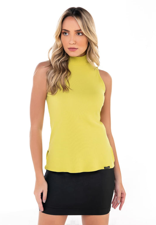 Blusa Feminina Gola Alta Canelada - www.latifundio.com.br