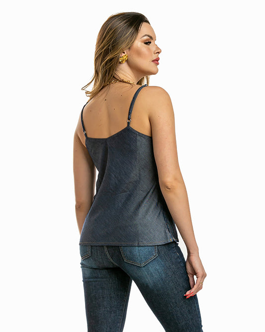 Blusa Feminina Jeans de Alças