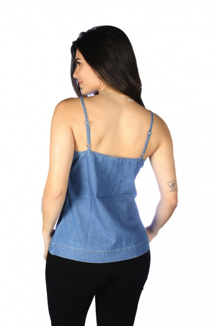 Blusa Jeans Feminina com Laço e Ilhós - www.latifundio.com.br