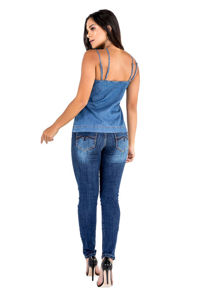 Blusa Jeans Feminina Sem Manga - www.latifundio.com.br