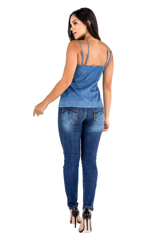 Blusa Jeans Feminina Sem Manga - www.latifundio.com.br