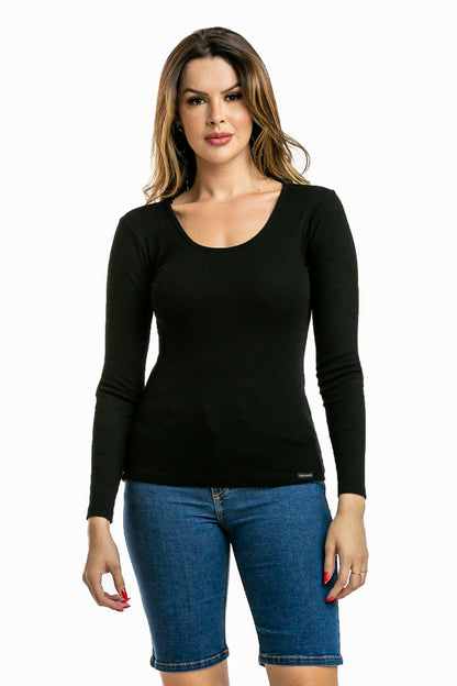 Blusa Manga Longa Gola U
