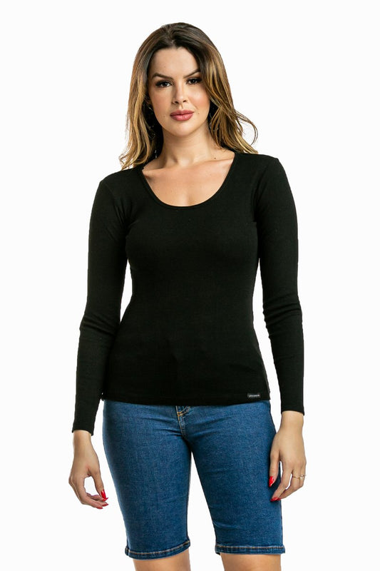 Blusa Manga Longa Gola U