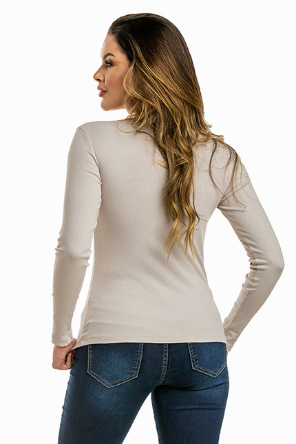 Blusa Manga Longa Gola U