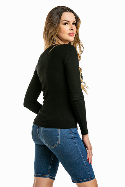 Blusa Manga Longa Gola U