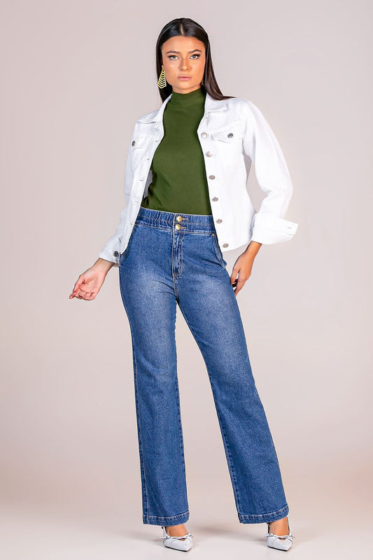 Calça Feminina Cintura Alta Reta com Elástico