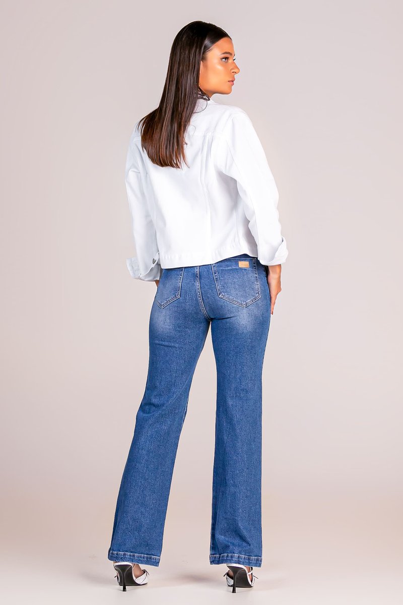 Calça Feminina Cintura Alta Reta com Elástico
