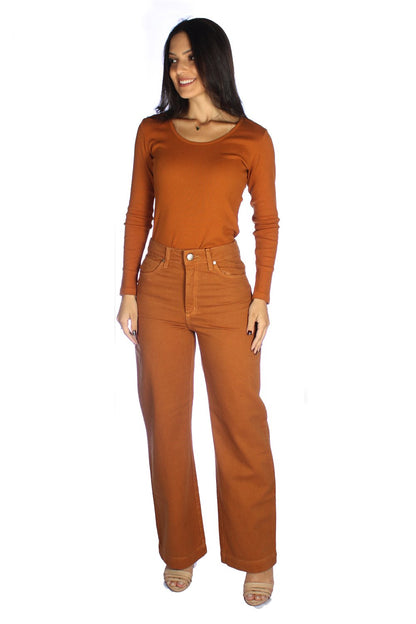 Calça Feminina Cintura Alta Wide Leg