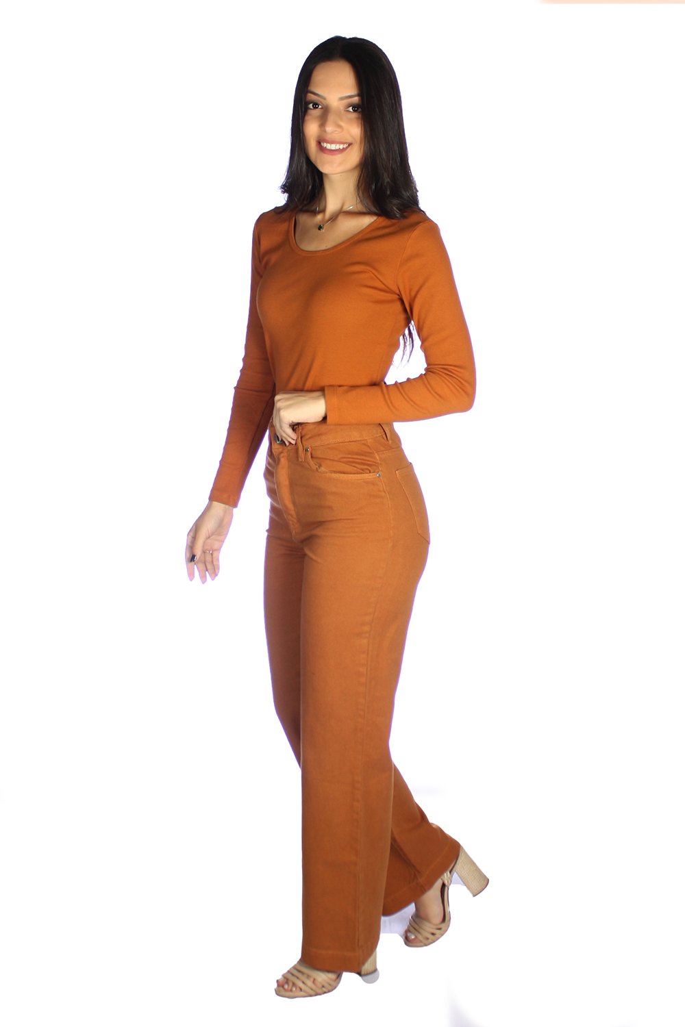 Calça Feminina Cintura Alta Wide Leg