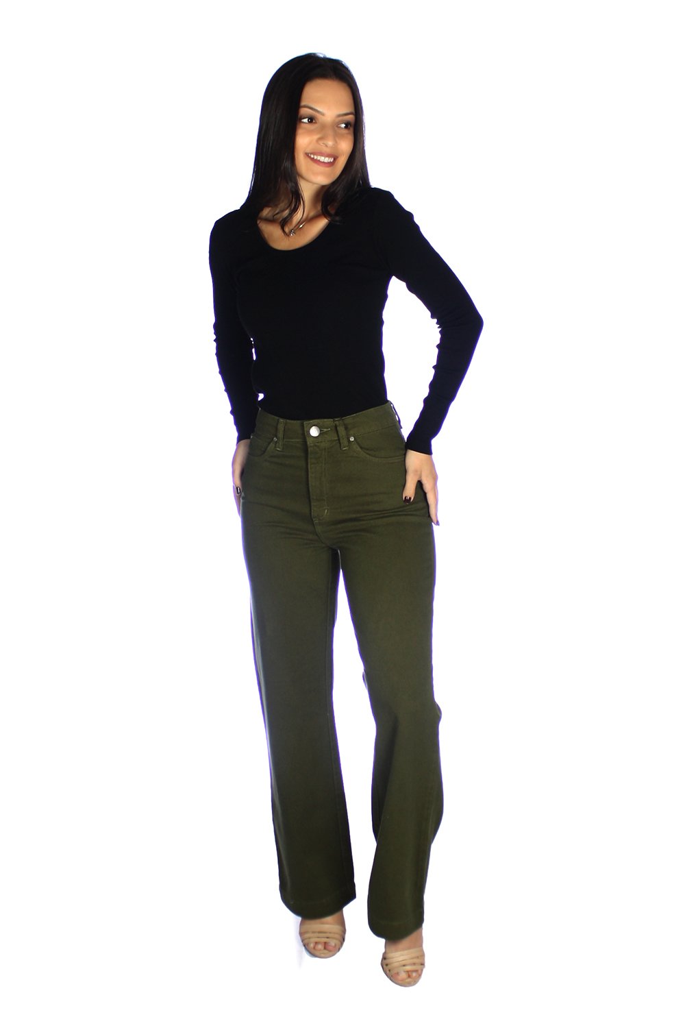 Calça Feminina Cintura Alta Wide Leg