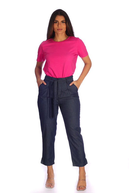 Calça Feminina com Laço Jeans - www.latifundio.com.br