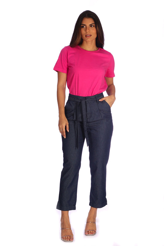 Calça Feminina com Laço Jeans - www.latifundio.com.br
