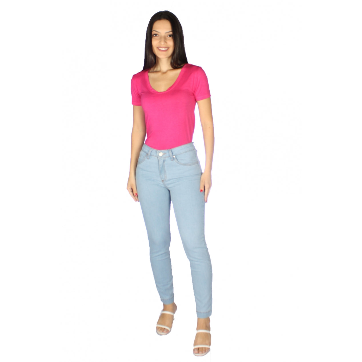 Calça Feminina Cropped Jeans Claro