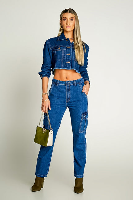 Calça Feminina Jeans Cargo - www.latifundio.com.br