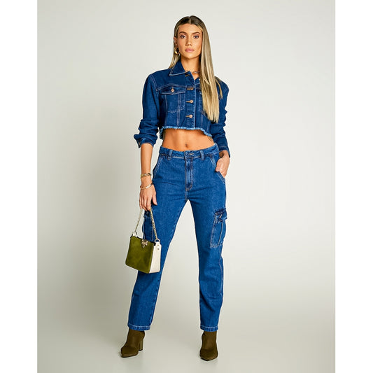 Calça Feminina Jeans Cargo