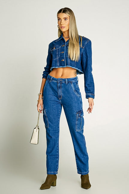 Calça Feminina Jeans Cargo - www.latifundio.com.br