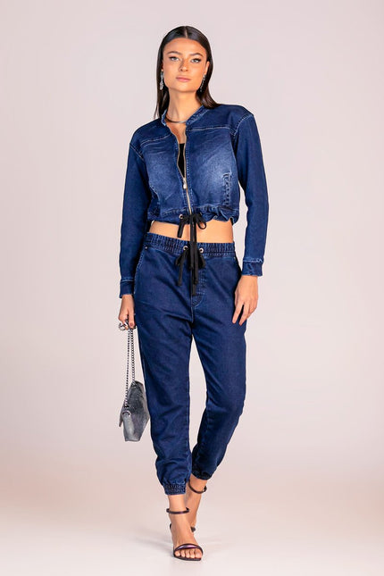 Calça Feminina Jogger - Jeans Escuro