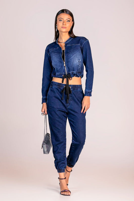Calça Feminina Jogger - Jeans Escuro