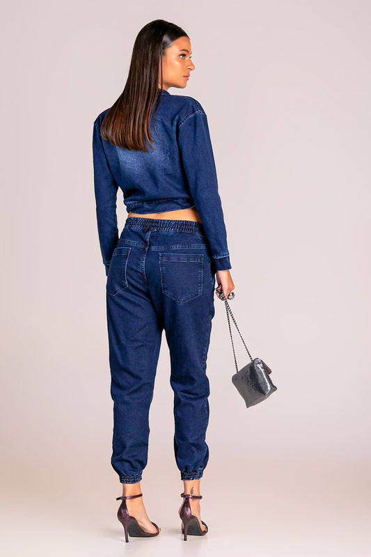 Calça Feminina Jogger - Jeans Escuro