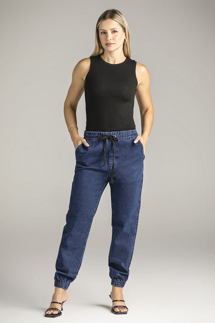 Calça Feminina Jogger - Jeans Escuro