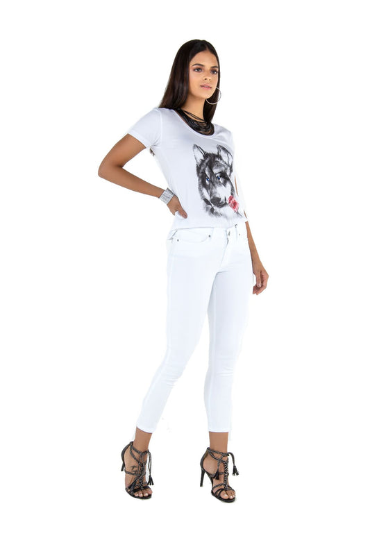 Calça Feminina Latifundio Cropped Tradicional Branco