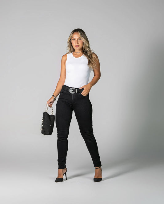 Calça Feminina Tradicional Alta Skinny - Black Jeans