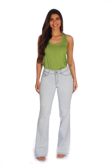 Calça Feminina Tradicional Flare Delavê