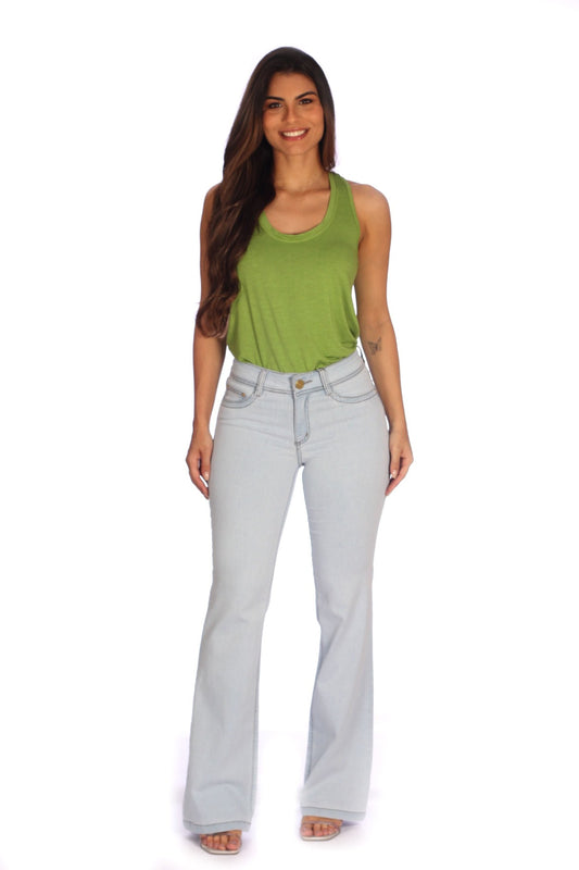 Calça Feminina Tradicional Flare Delavê