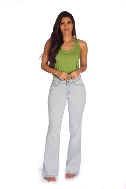 Calça Feminina Tradicional Flare Delavê