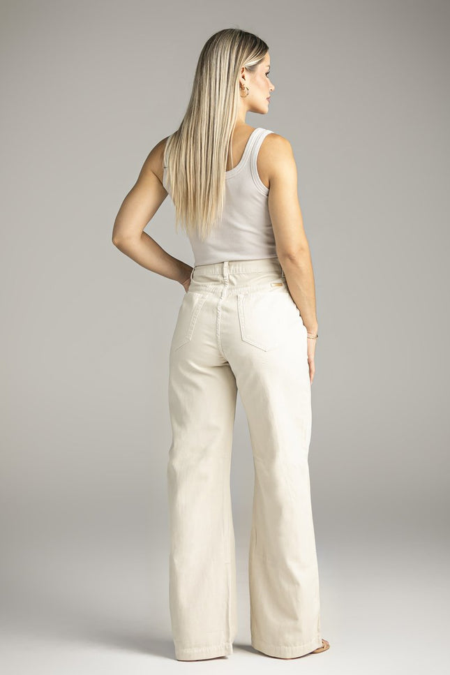 Calça Feminina Wide Leg com Bolso Chapado -