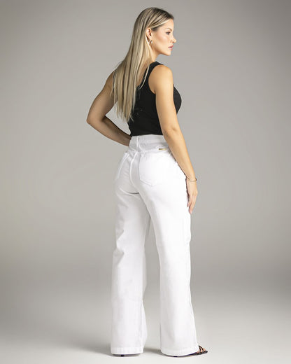 Calça Feminina Wide Leg com Bolso Chapado -