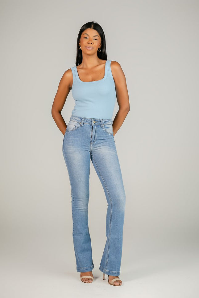 Calça Jeans Feminina Alta Flare