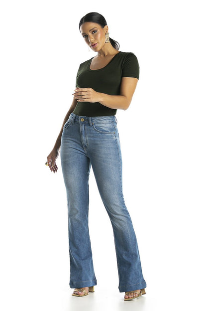 Calça Jeans Feminina Alta Flare