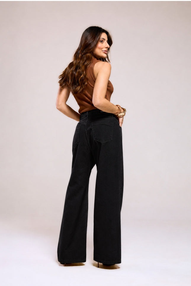 Calça Feminina Wide Pantalona - Preto - www.latifundio.com.br