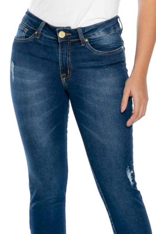 Calça Tradicional Skinny com Puídos - www.latifundio.com.br