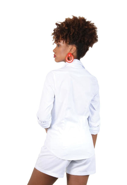 Camisa Feminina Tricoline com Elastano Manga Longa - www.latifundio.com.br