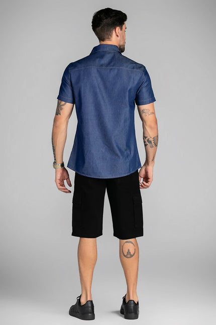 Camisa Masculina Basic Slim Manga Curta