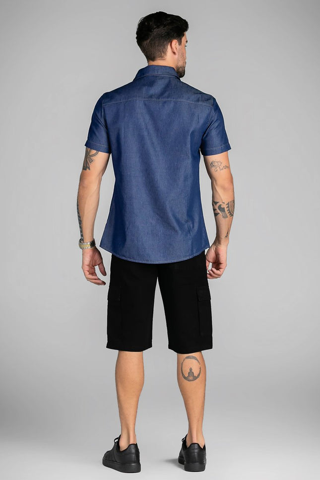 Camisa Masculina Basic Slim Manga Curta