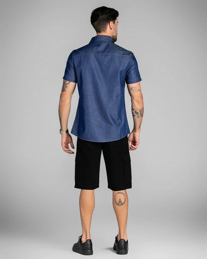 Camisa Masculina Basic Slim Manga Curta