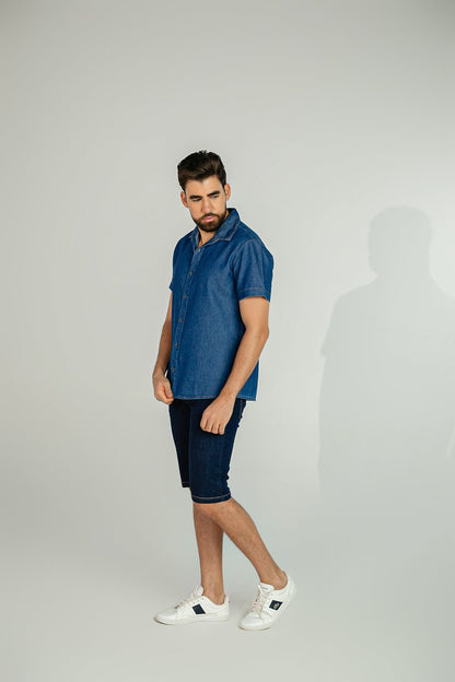 Camisa Masculina Basic Slim Manga Curta
