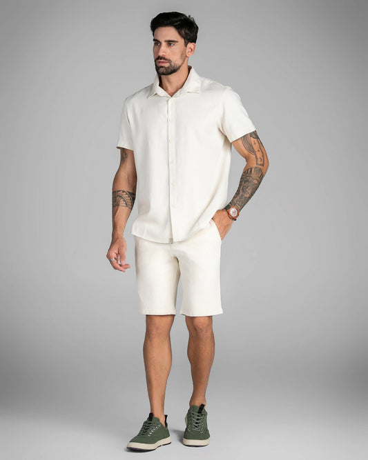 Camisa Masculina Manga Curta Natural