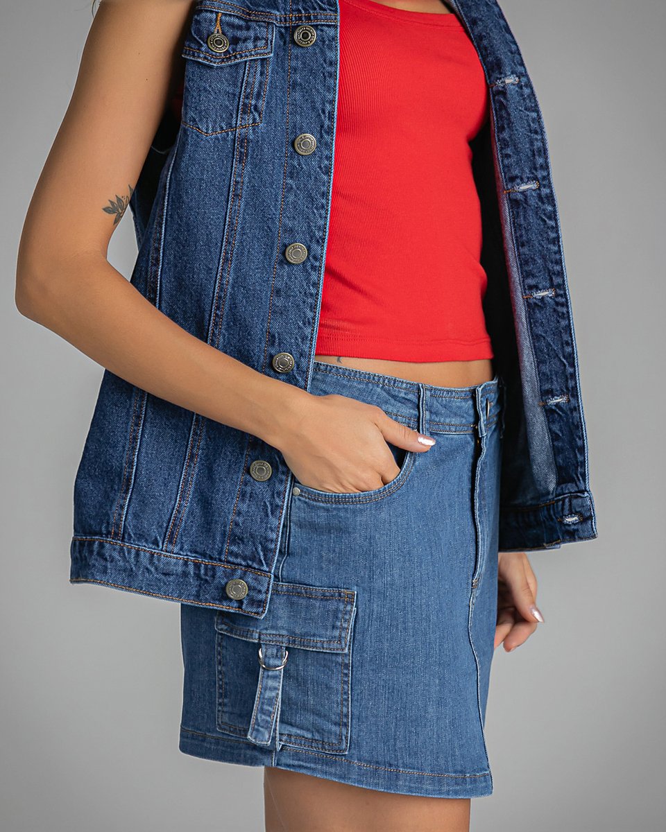 Colete Feminino Trucker Jeans