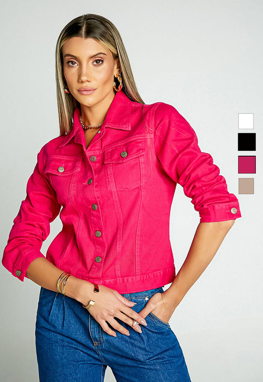 Jaqueta Feminina Colorida Sarja