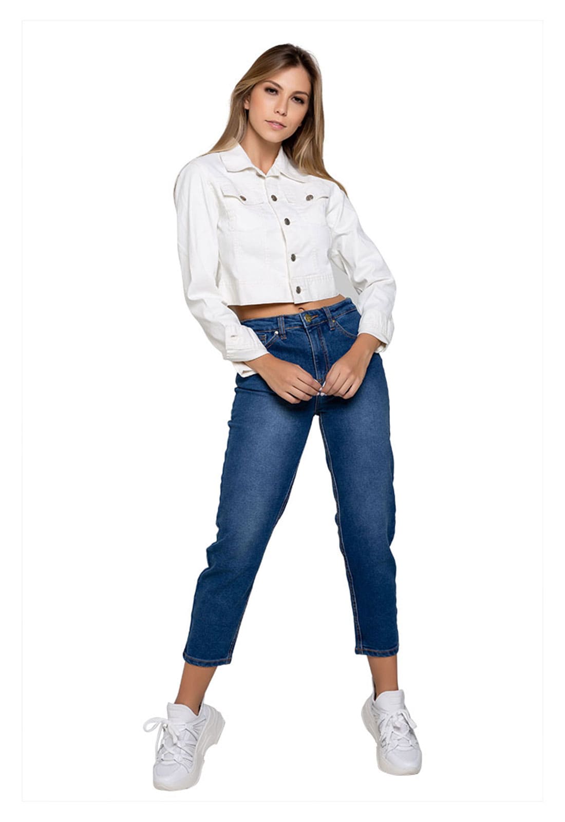 Jaqueta Jeans Feminina Latifundio com Elastano Off White