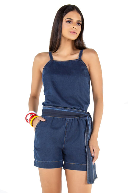 Macaquinho Amarração Jeans - www.latifundio.com.br