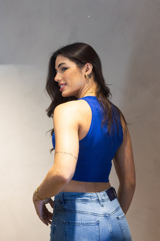 Regata Feminina Cropped - Azul - www.latifundio.com.br