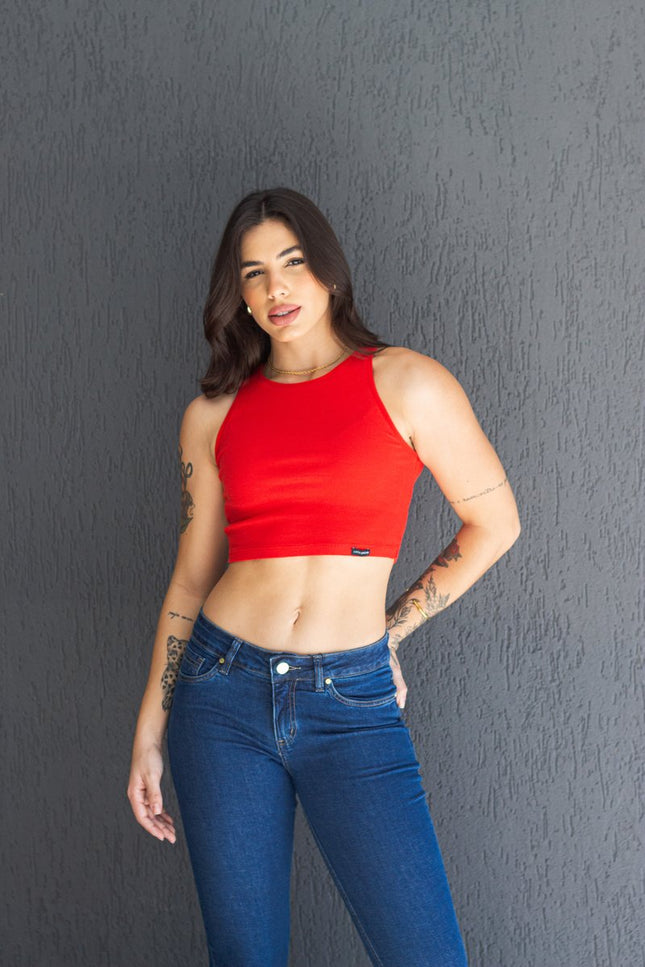 Regata Feminina Cropped - Vermelho - www.latifundio.com.br