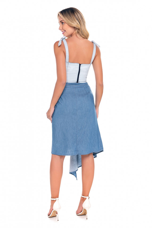 Saia Jeans Envelope Assimétrica Claro - www.latifundio.com.br