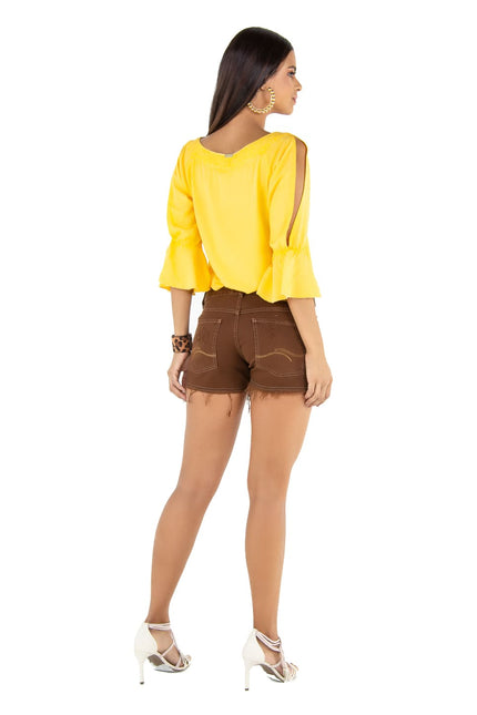 Short Curto em Sarja Colorido - www.latifundio.com.br